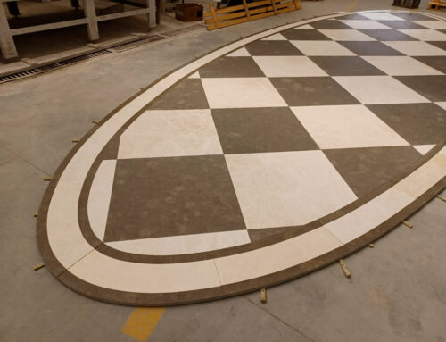 Medallón ovalado de mármol para el suelo de un gran salón